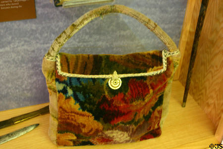 Carpet bag of type which imparted the name carpetbaggers to northerners who moved south after the Civil War in museum of old State Capitol. Tallahassee, FL.