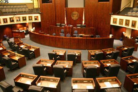 Senate chamber rostrum of the new State Capitol. Tallahassee, FL.