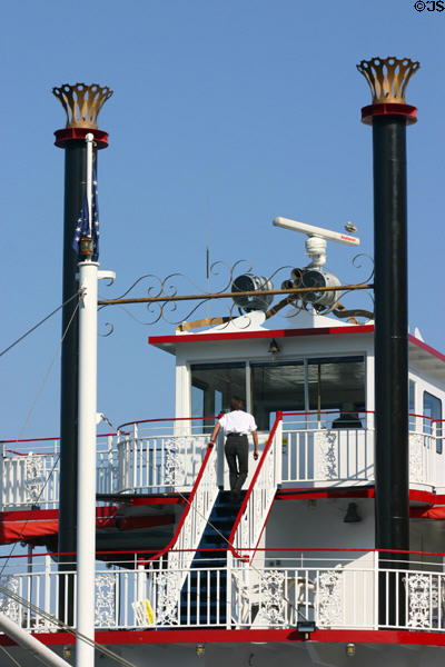 Savannah River Queen stacks. Savannah, GA.