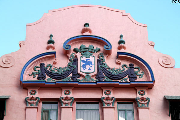 Coat of arms on The Royal Hawaiian Hotel. Waikiki, HI.
