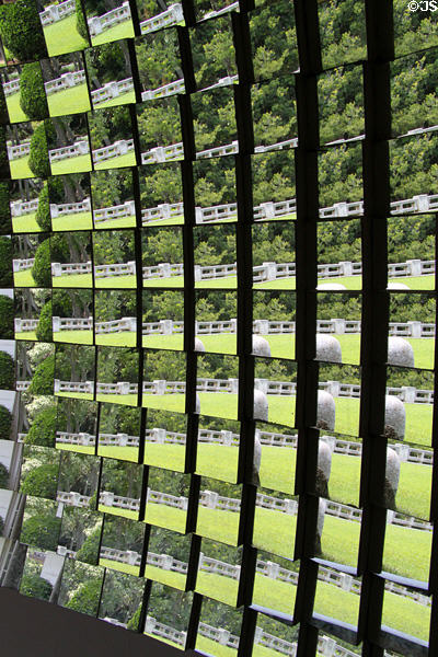 Garden of The Contemporary Museum reflected in mirror sculpture XV (1987) by James Seawright. Honolulu, HI.