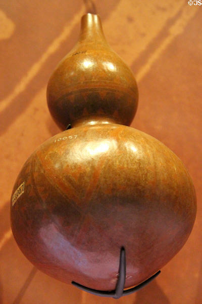 Hawaiian decorated gourd bottle (before 1901) at Bishop Museum. Honolulu, HI.