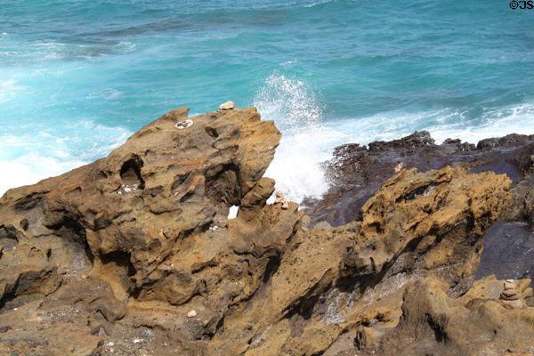 Rocks around Halona Point Blowhole. HI.