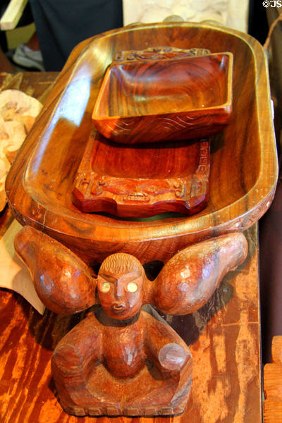 Polynesian wood carvings at Polynesian Cultural Center. Laie, HI.