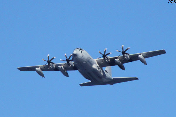 Marine Corp C-130 Hercules transport plane departs Honolulu. HI.