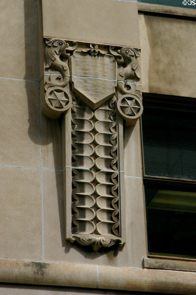 Carving on Des Moines Building. Des Moines, IA.