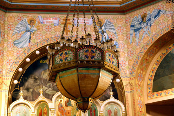 Hanging lamp in Holy Trinity Cathedral. Chicago, IL.