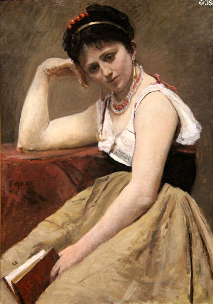 Interrupted Reading painting (c1870) by Jean-Baptiste-Camille Corot at Art Institute of Chicago. Chicago, IL.
