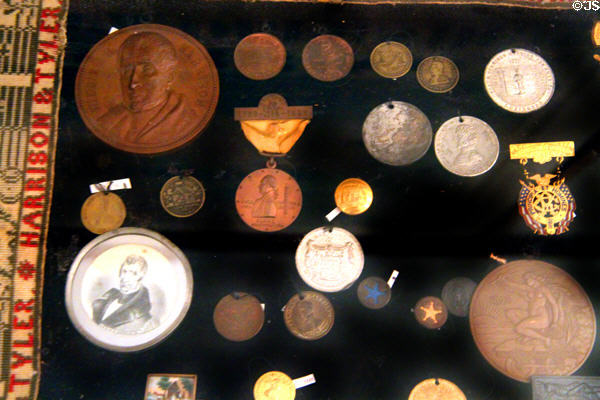 William Henry Harrison & John Tyler presidential campaign medals at Benjamin Harrison Presidential Site. Indianapolis, IN.