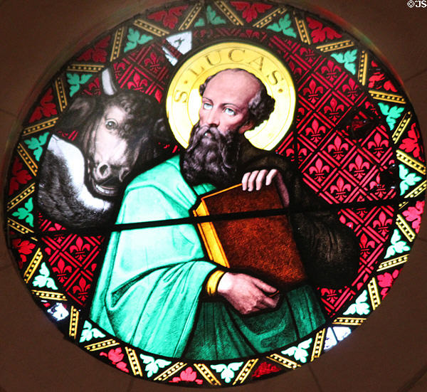 Evangelist Luke window in Old Cathedral. Vincennes, IN.
