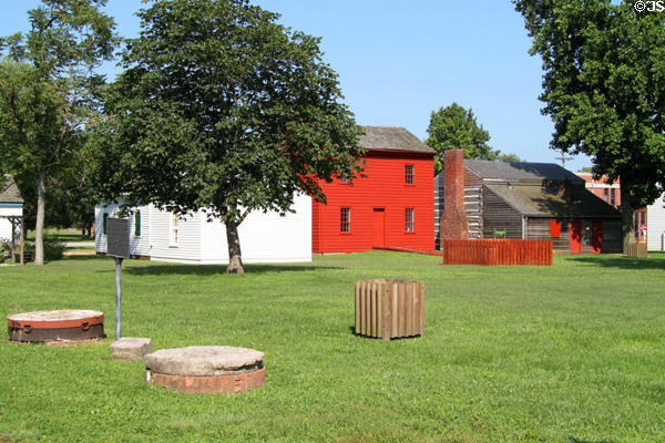 Indiana State Historic Sites open air museum comprises Indiana Territory Capitol, Elihu Stout Print Shop & Jefferson Academy. Vincennes, IN.