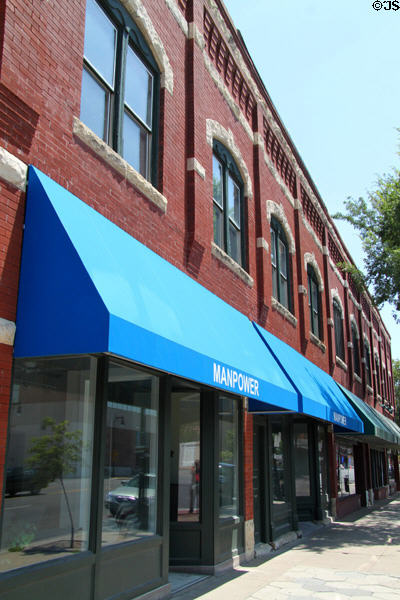Commercial heritage building (1897-1903) in Wichita Warehouse & Jobbers District (800-802 E. Douglas St.). Wichita, KS.
