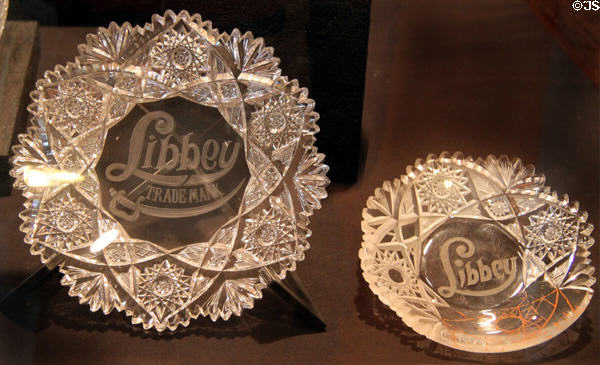 Libbey cut glass plates at Sedgwick County Historical Museum. Wichita, KS.