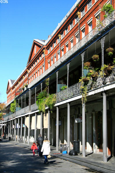 Facade of Lower Pontalba Building in Jackson Square. New Orleans, LA.