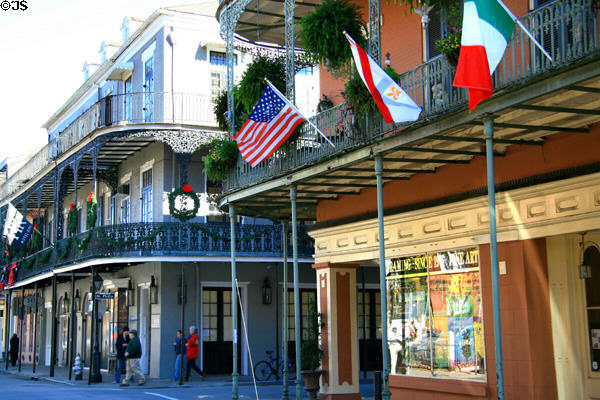 Galleried buildings at Royal & St. Philip. New Orleans, LA.