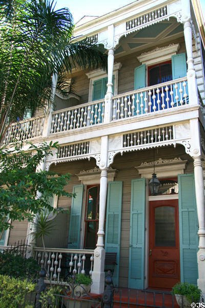 Eastlake style decoration on shotgun double (1224 Royal St.). New Orleans, LA.
