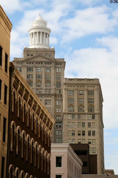 Hibernia Bank Building over Bank of Louisiana. New Orleans, LA.