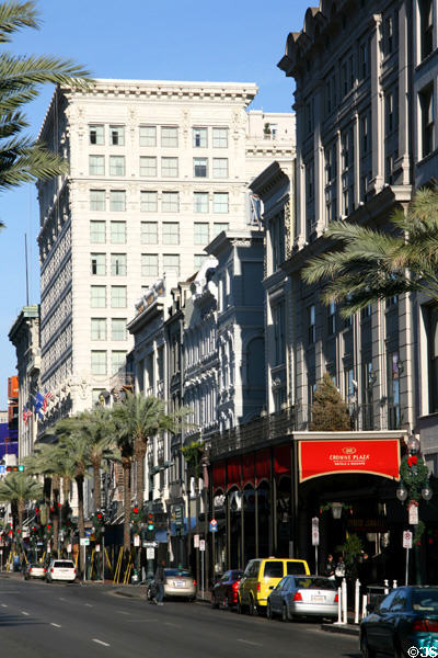 Canal Street heritage streetscape from 739 Canal up. New Orleans, LA.