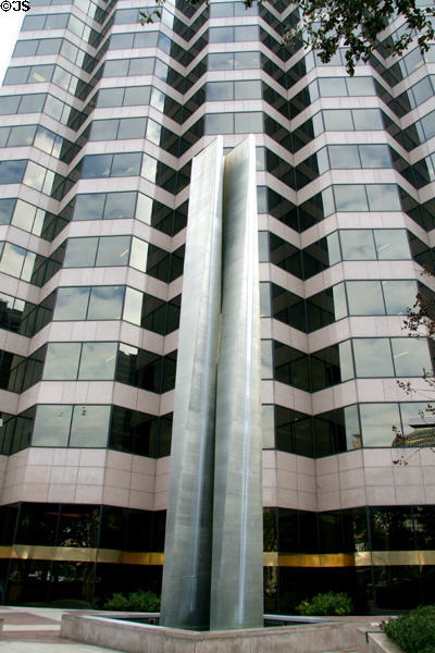 Stainless steel sculpture at base of Energy Center. New Orleans, LA.