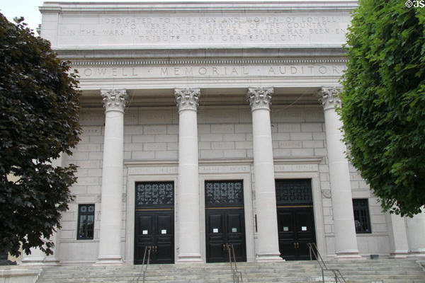 Lowell Memorial Auditorium (1921) (50 East Merrimack St.). Lowell, MA. Style: Classical Revival. Architect: Blackall, Clapp & Whittemore; William Drapeau.
