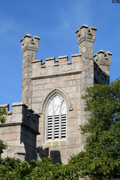 New Bedford First Unitarian Church (1838) (71 8th St.). New Bedford, MA. Style: Gothic Revival. Architect: Alexander Jackson Davis + Russell Warren.