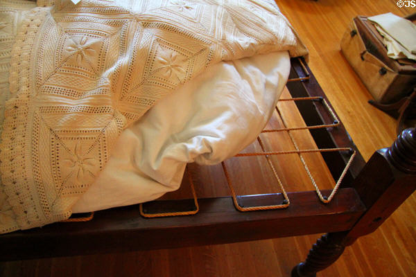 Rope bed in North room bedroom at Rotch-Jones-Duff House. New Bedford, MA.