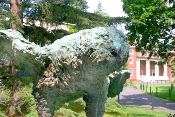 Face of Owl sculpture by Leonard Baskin at Smith College. Northampton, MA.