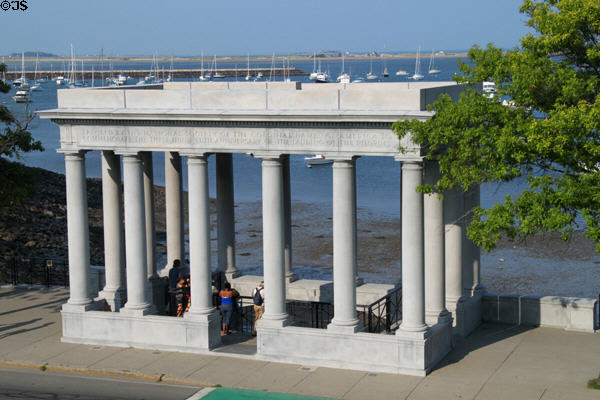 Neoclassical structure (1920) over Plymouth Rock where Pilgrims are said to have landed. Plymouth, MA. Architect: McKim, Mead & White.