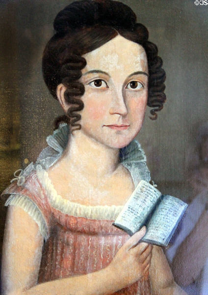 Primitive portrait of a girl at Mayflower Society House. Plymouth, MA.
