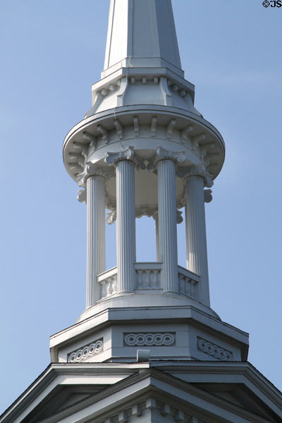 Tower detail of First Church of Christ. Sandwich, MA.