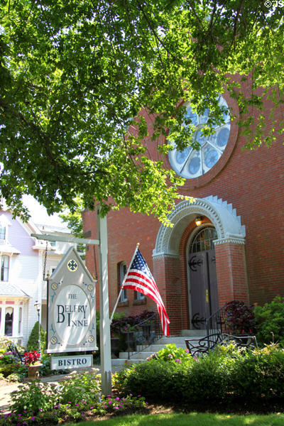Romanesque entrance to former Catholic church now Belfry Inne. Sandwich, MA.