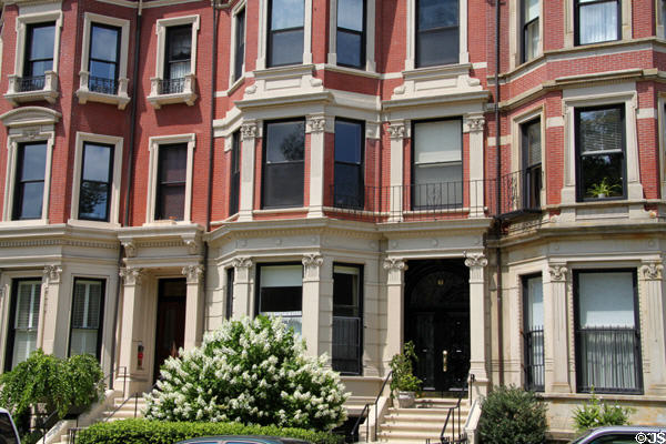 Annie Warren House (1877), S.E. Lawrence House (1879) + A.A. Lawrence House (1874) (63, 61 & 59 Commonwealth Ave.). Boston, MA.