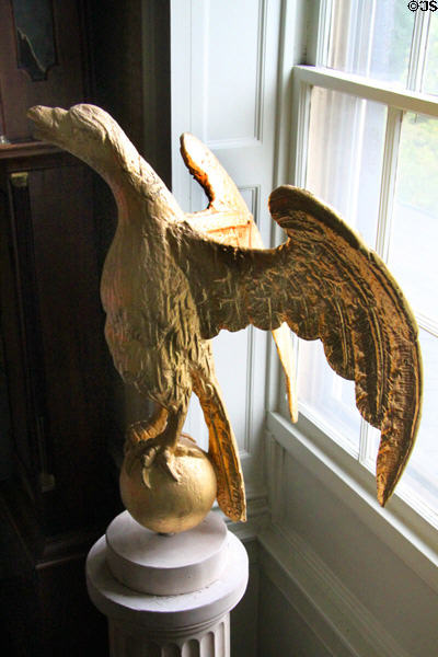 Eagle carved by Samuel McIntire which served as sign for Jerathmiel Peirce's India trades shipping business at Peirce-Nichols House. Salem, MA.