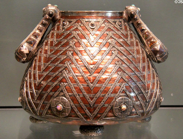 Silver & copper Aztec bowl (1905) by Tiffany & Co. of New York City at Museum of Fine Arts. Boston, MA.