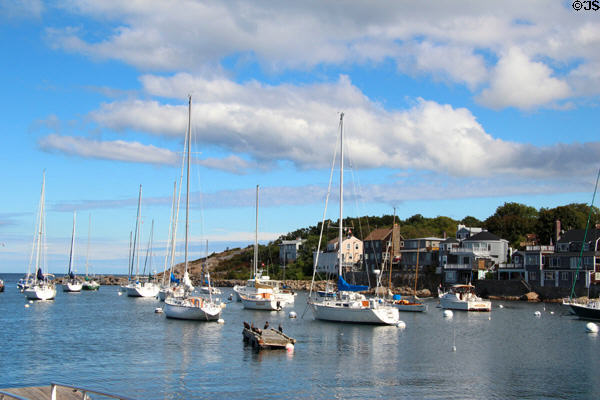 Pleasure craft in Rockport harbor. Rockport, MA.