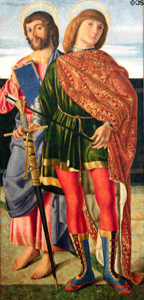 St Matthew & St Sebastian tempura painting (c1499) by Cristoforo Caselli at Detroit Institute of Arts. Detroit, MI.
