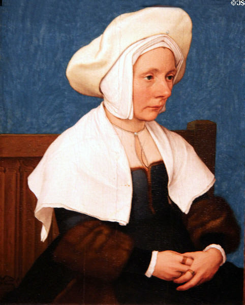Woman tempura painting (1532-34) by Hans Holbein the Younger at Detroit Institute of Arts. Detroit, MI.
