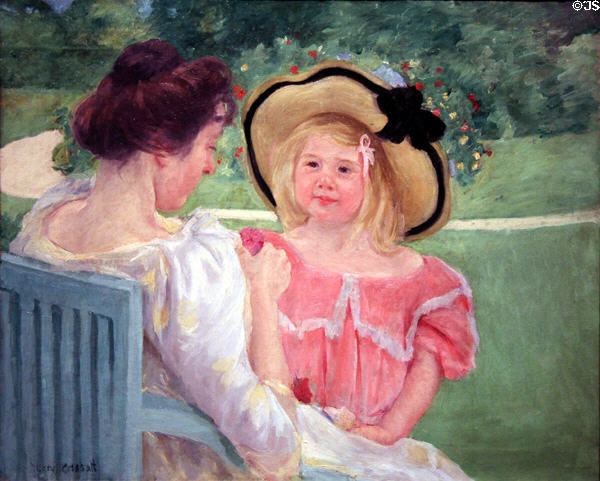 In the Garden painting (1903-4) by Mary Cassatt at Detroit Institute of Arts. Detroit, MI.