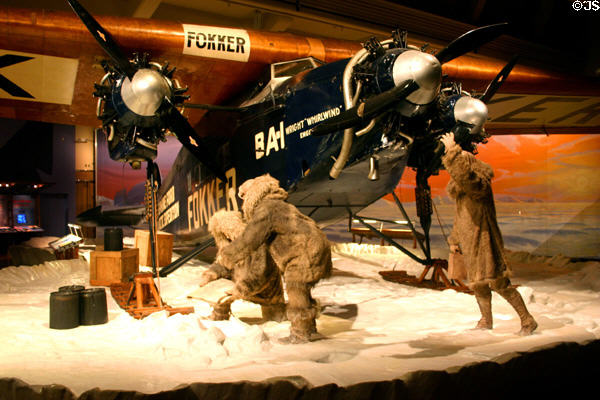 Fokker F-VII Trimotor (1925) had no heater so cabin flying temperature was about -50°F during Byrd's Arctic trip at Henry Ford Museum. Dearborn, MI.