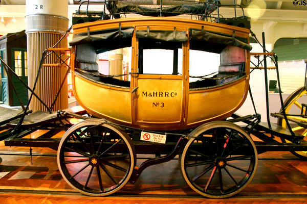 DeWitt Clinton train carriage replica at Henry Ford Museum. Dearborn, MI.