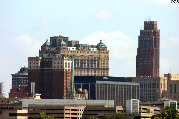 Book-Cadillac Detroit hotel & reddish David Stott Building (1929) (32 floors) by Donaldson & Meier. Detroit, MI.