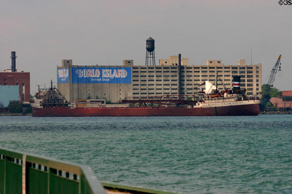 Great Lakes freighter American Victory on Detroit River. MI.