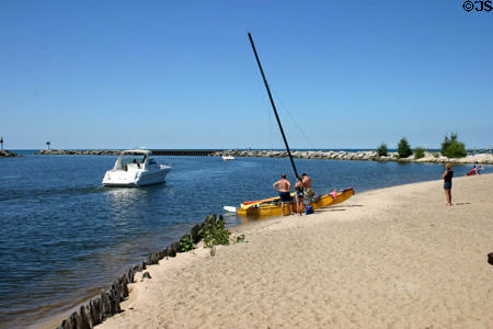 Catamaran on beach. New Buffalo, MI.