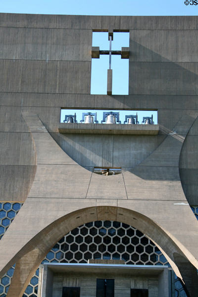 Bell tower of St. John's Abbey Church (1961) at St. John's University. Collegeville, MN. Architect: Marcel Breuer.