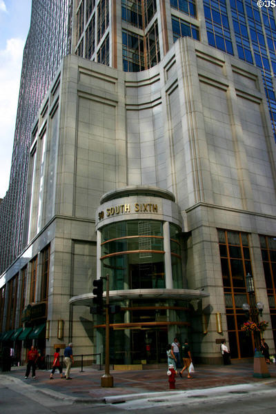 Round portal of Fifty South Sixth Street. Minneapolis, MN.