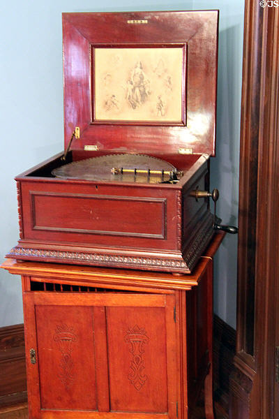 Changeable disk Regina music box at Vaile Mansion. Independence, MO.