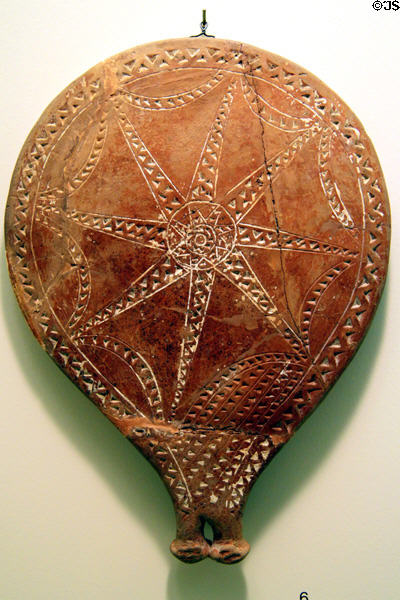 Cycladic "frying pan" (c2700-2300 BCE) from Syros(?), Greece at University of Missouri Museum of Art & Archaeology. Columbia, MO.