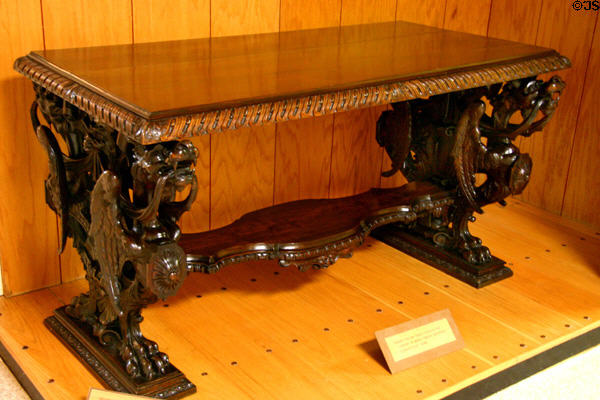Carved Italian table from Mark Twain's Hartford, CT home at Mark Twain Memorial Shrine. MO.