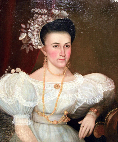 Wedding portrait of Mrs. Alexander Gallatin McNutt (c1838) at Old Court House Museum. Vicksburg, MS.