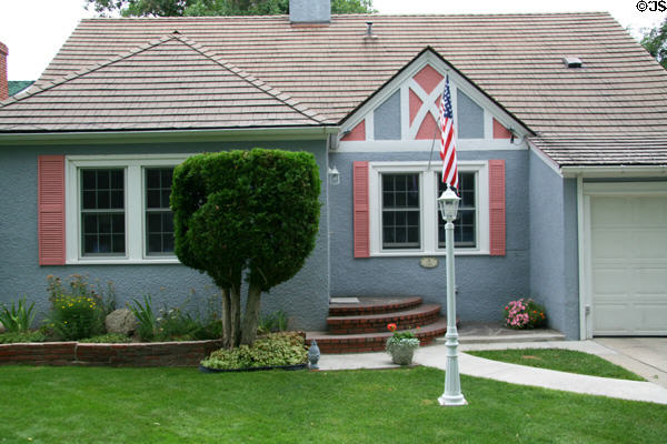 Stucco bungalow at 25 Clark Ave. in Moss Mansion heritage district. Billings, MT.
